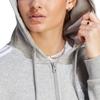 Adidas Letter Logo Three Stripes Printed Hoodie Women Hoodies Medium-Gray IM0236
