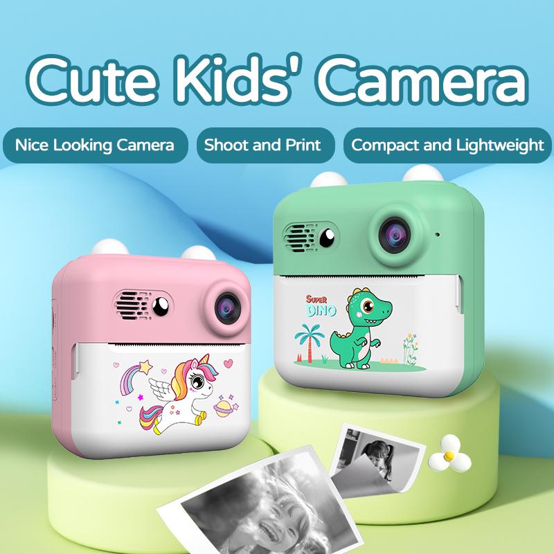 Digital Children Camera Photography Instant Print Photo 1080P Unicorn HD Video Recorder Mini Thermal Printer Birthday Gifts
