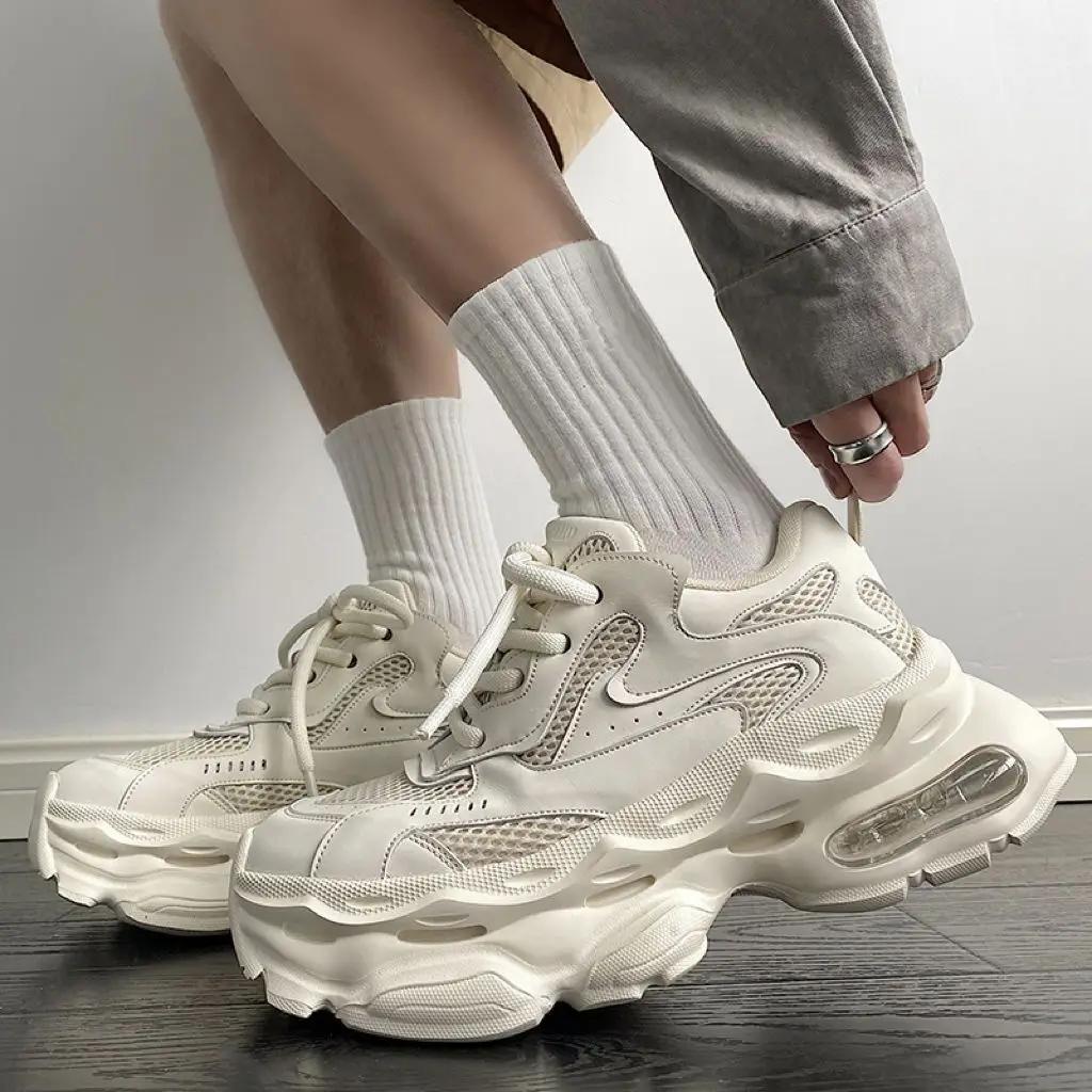 

Модная мужская обувь со скидкой. Повседневная обувь на толстой подошве, увеличивающая рост. Легкая, удобная, амортизирующая, спортивная обувь для бега. 44 бежевый