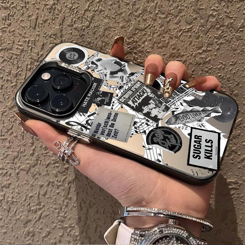Guitar Newspaper Pattern Creative European Style Shockproof Hard Phone Case For Apple Iphone