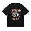 Women's Hedgehog Lover Tee Pink Bow and Heart Design Unisex Black 100% Cotton Tops