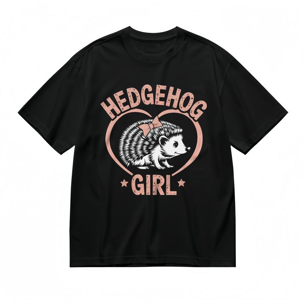 

Women s Hedgehog Lover Tee Pink Bow and Heart Design Unisex Black 100% Cotton Tops 3XL
