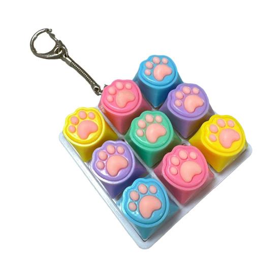 Yousheng 9-Keys Fidget Keyboard Toy Stress Anxiety Relief Cat Paw Keyboard Finger Clicker Keychain Portable Decompression Button Sensory Toy