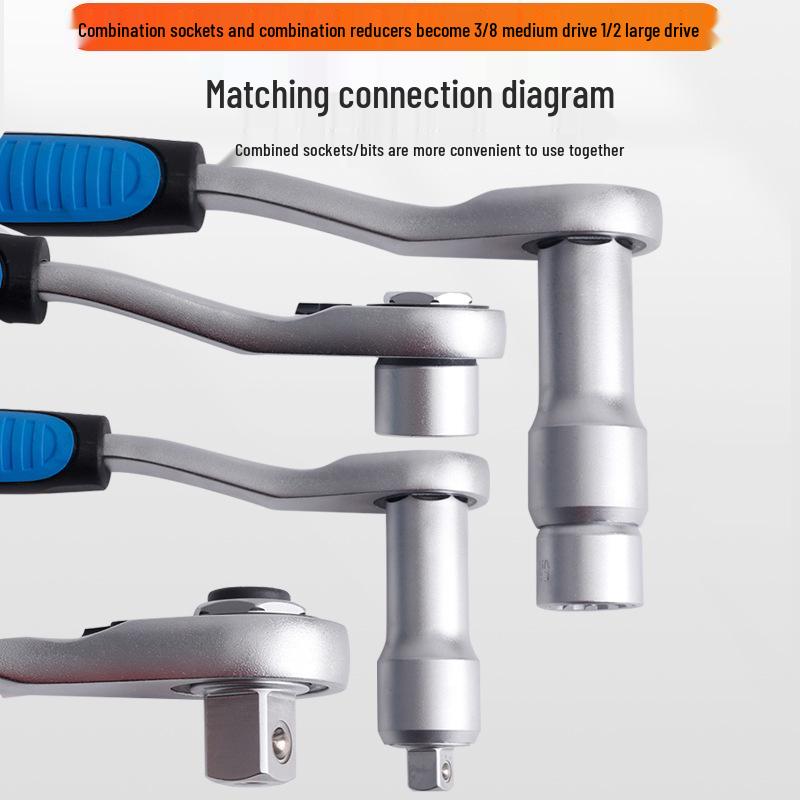 Two-way Through-hole Ratchet Socket Set - 12-Point Gear Socket Bit Holder Tool
