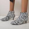 Klassische braune Stiefeletten für Damen niedriger Absatz kurzer Stiefel Dame Reißverschluss Zebra Schuhe Party Tanzschuhe Herbst Frühling 2025