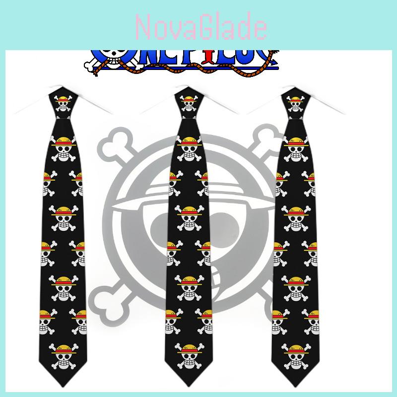 Stylish One Piece Anime Necktie With Skull Pattern
