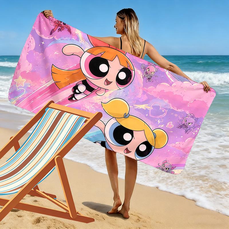 The Powerpuff Girls Print Beach Towel, Large Soft Quick Dry Towel for Beach Camping Swimming