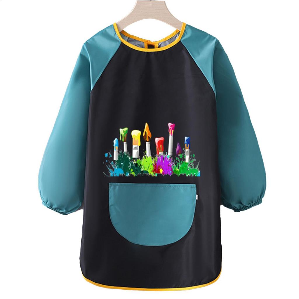 Children's Painting Aprons Waterproof Long Sleeved Cover Kindergarten Art Painting Reverse Dressing Baby Eating Bib Kids Apron