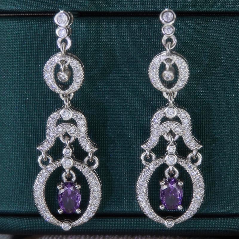 Retro Luxury Elegant Inlaid White Rose Red Zircon Earrings for Women  Personality Girls Party Accessories Holiday Jewelry