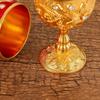 Flower Embossed Metal Chalice Goblet Rhinestone Decorative Vintage Wine Cup European Style Medieval Vodka Champagne Liqueur Cup
