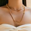 Chunky Multi Layer Box Chain Necklace Gold Plated Fashion Jewelry For Women