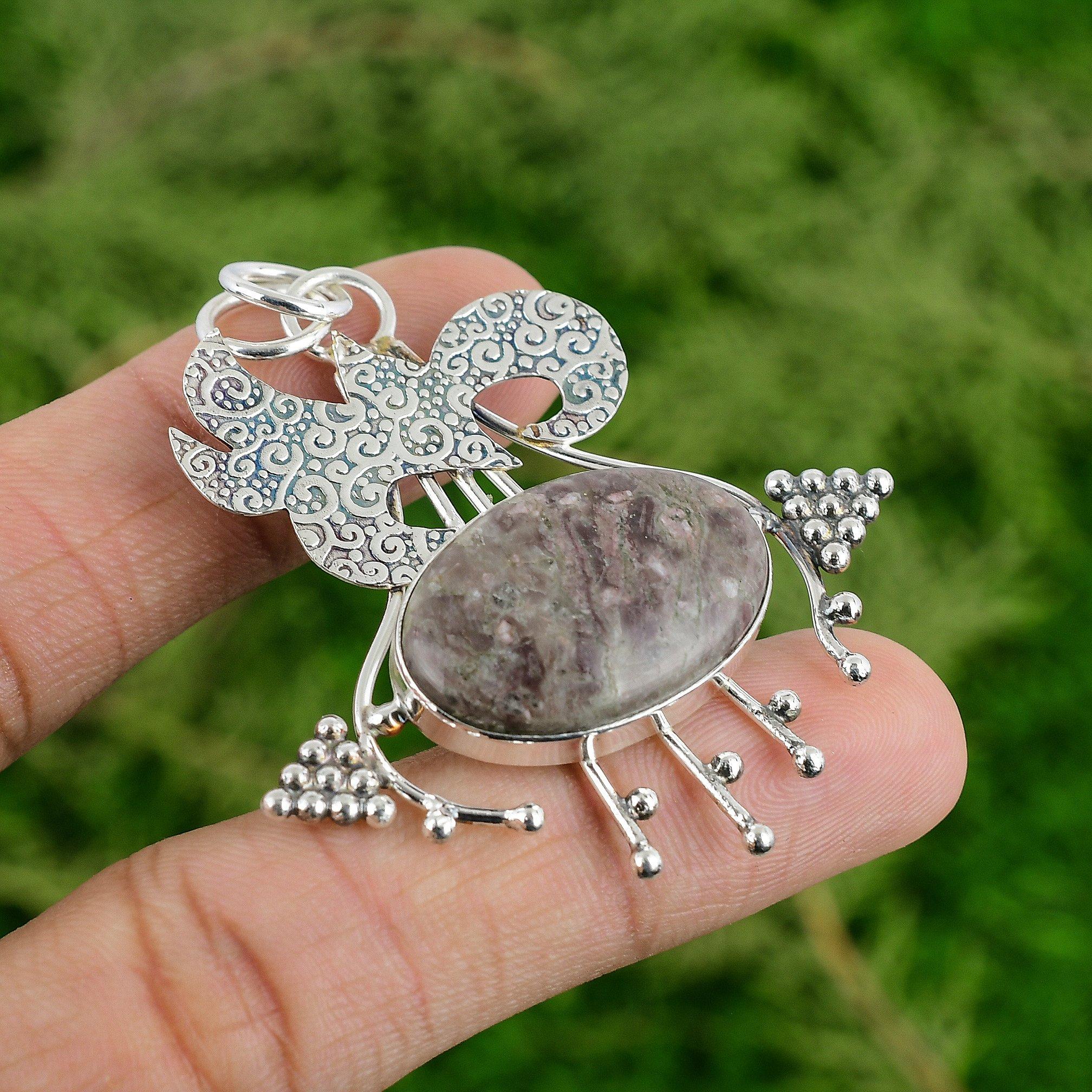 

Eudialyte Gemstone Sterling Silver Mother Birthday Art Deco Handmade New Pendant