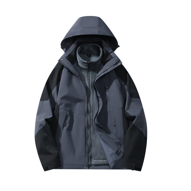 Unisex Cross-Border Three-in-One Fleece Jacket: Waterproof, Windproof, Hooded Outdoor Mountaineering Suit