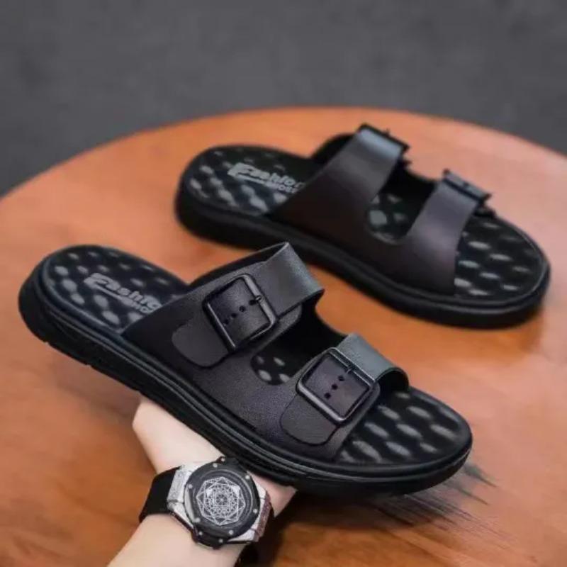 WTEMPO Flip Flops Men's Summer Anti-odor Solid Flat Heel Fashion Anti Slip Thick Sole Large Sized Casual Breathable Comfortable Durable Beach Slippers