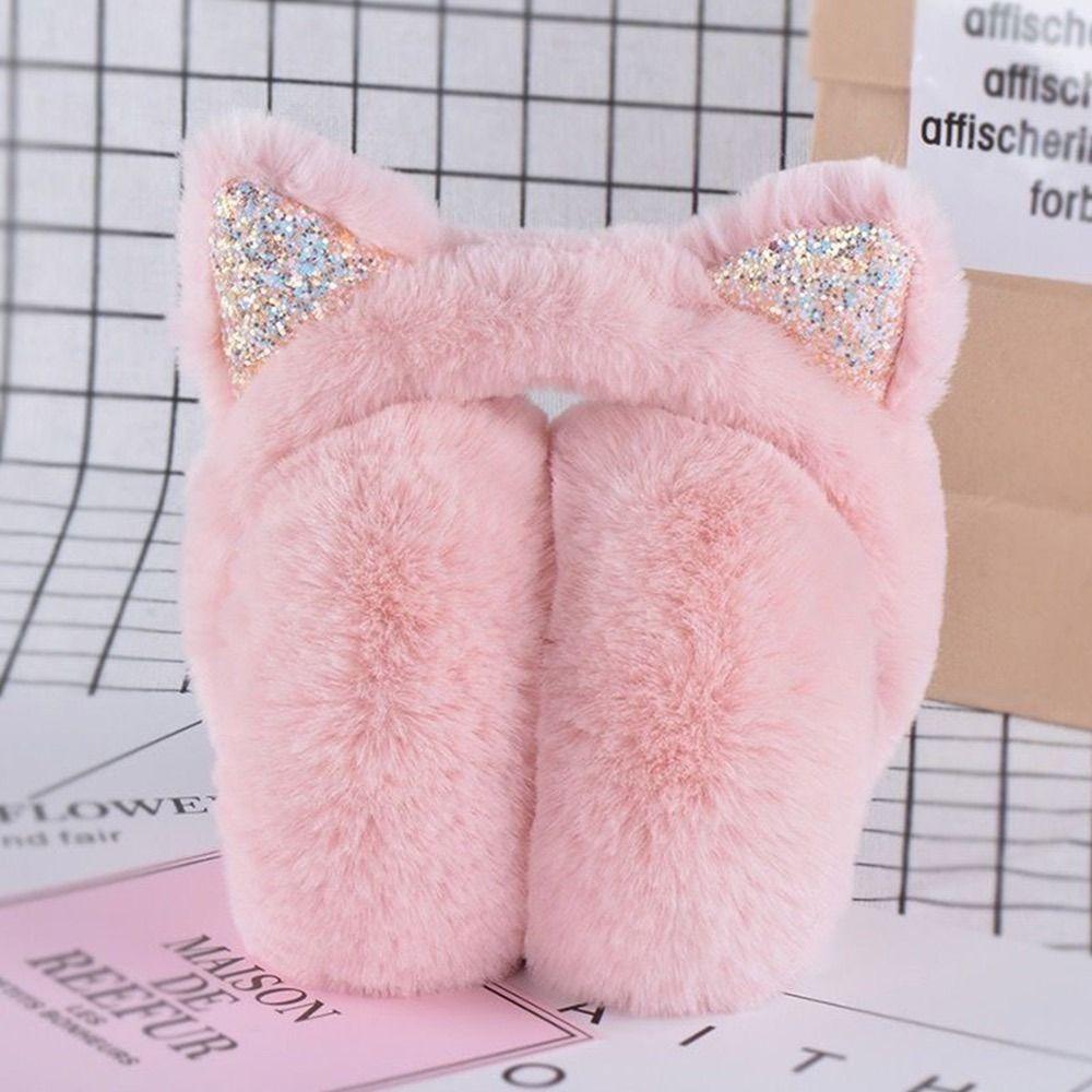 Lovely Frostproof Cartoon Soft Plush Glitter Sequin Warm Headband Earmuffs Ear Protectors Earflaps