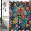Vintage Bohémský Květinový Sprchový Závěs, Koupelnový Dekorativní Sprchový Závěs, Vodotěsný Sprchový Závěs s Háčky