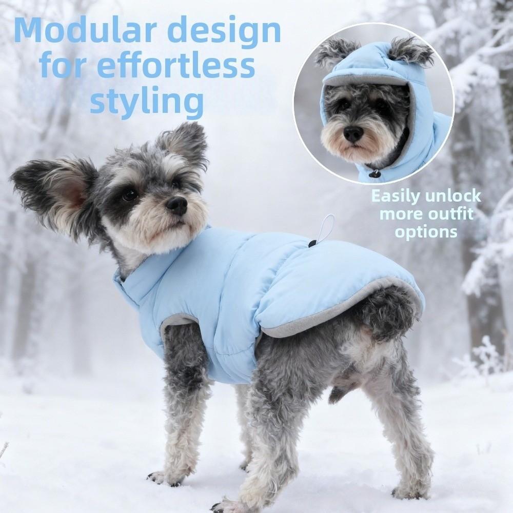 Fashion Warm Dog Down Jacket Thickened Adjustable Windproof Dog Jacket with Ear Hole Comfortable Dog Hood Coat Winter Season