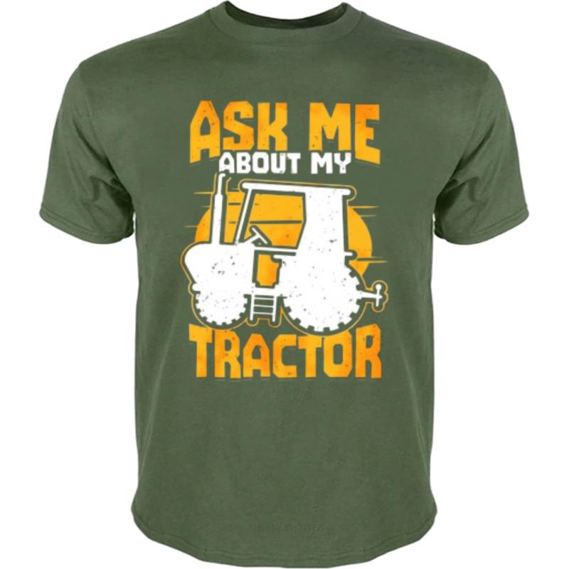 Funny Tshirt Summer Top Printed Boys Oneck Tshirt Ask Me About My Tractor T Shirt Unisex Basic Boys Tee Shirt Oversized Tshirt