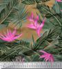 Soimoi Japan Crepe Satin Stoff Blomster & Blader Tropisk Stoff Prints etter meter 42 tommer