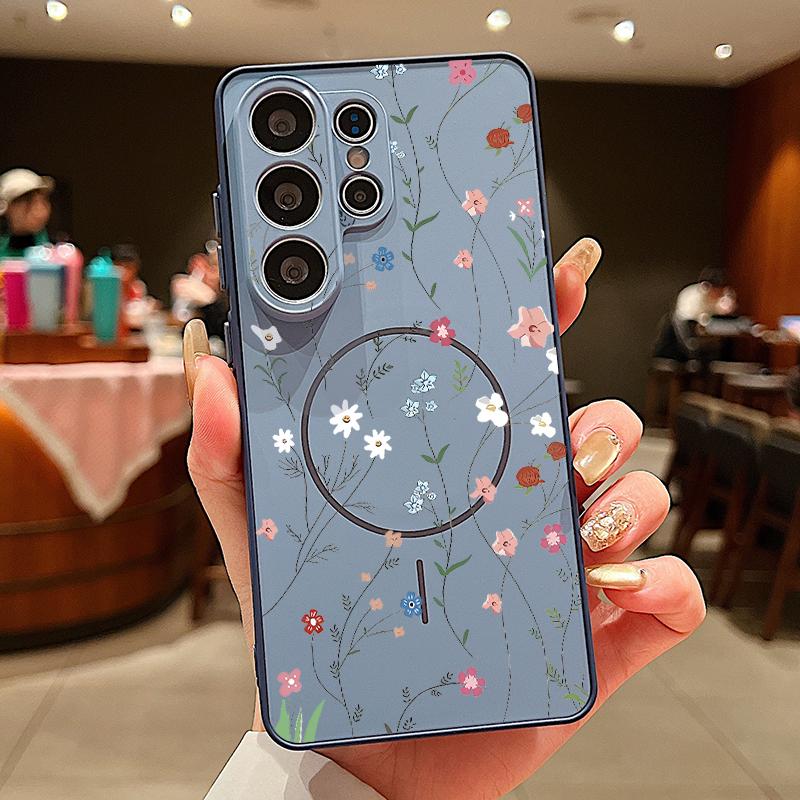 Little Flower Pattern Magnetic Case For Samsung Galaxy S26 S25 Ultra Edge S24 S23 FE A57 A17 A56 A37 A16 A55 A36 A54 Phone Cover
