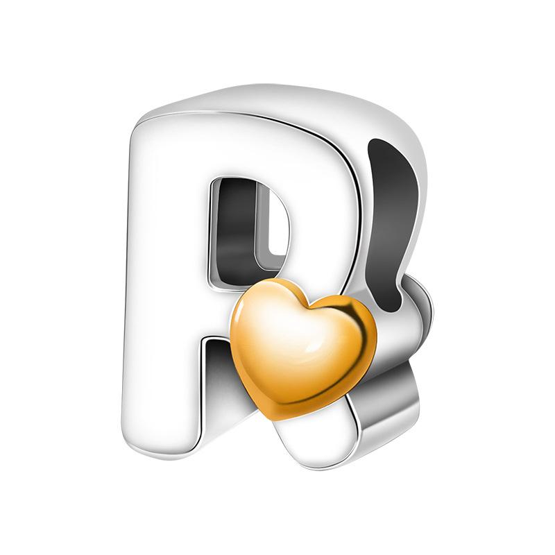 Alphabet Letter A Charm Pendant with Heart Accent for Bracelets Necklaces DIY Jewelry Making Accessories Compatible with Major Brands