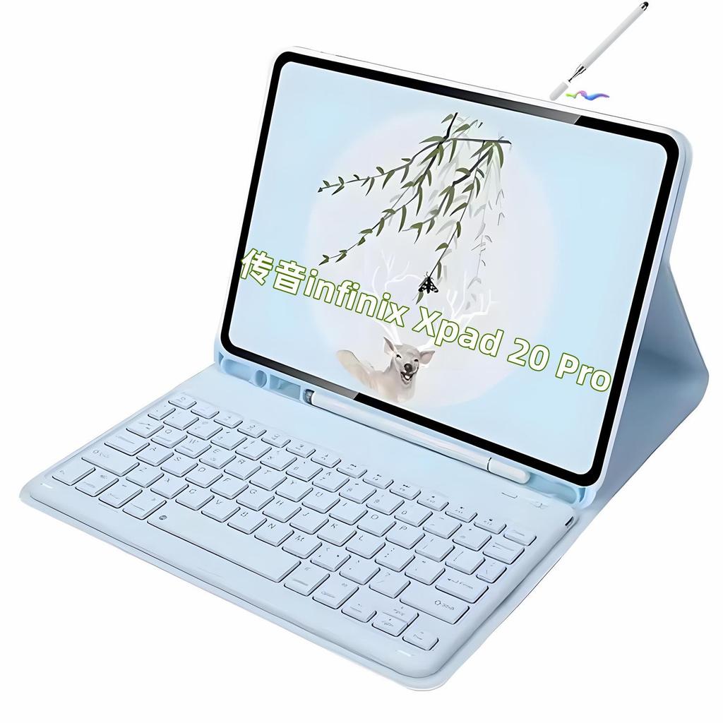 TransAudio 20 Pro Tablethülle: Bluetooth-Tastatur, Lederhülle, Magnetischer Stifthalter, Abnehmbare Maus.