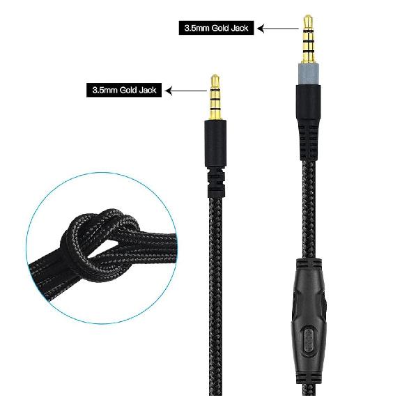 QKIIP Replacement Cable Cord Compatible with Kingston Hyperx Cloud Alpha and Cloud Mix Gaming Headset, Headset Audio 3.5mm Cable with Inline Mute &