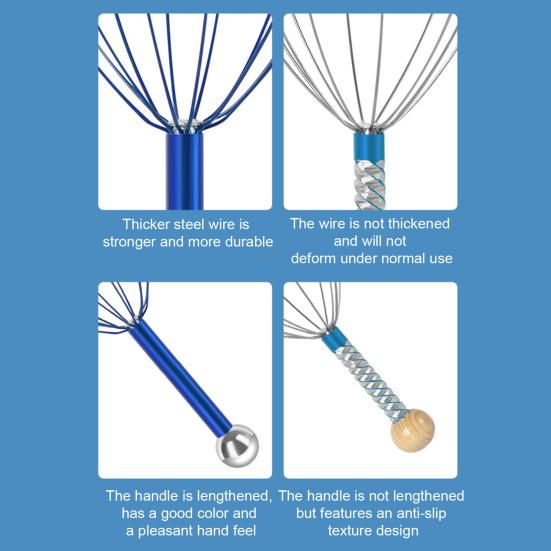 Octopus Head Massager Stainless Steel Brain Massage Claw Scalp Scratcher Engraved Head Relaxer for Promotes Blood Circulation Relieves Muscle Pain