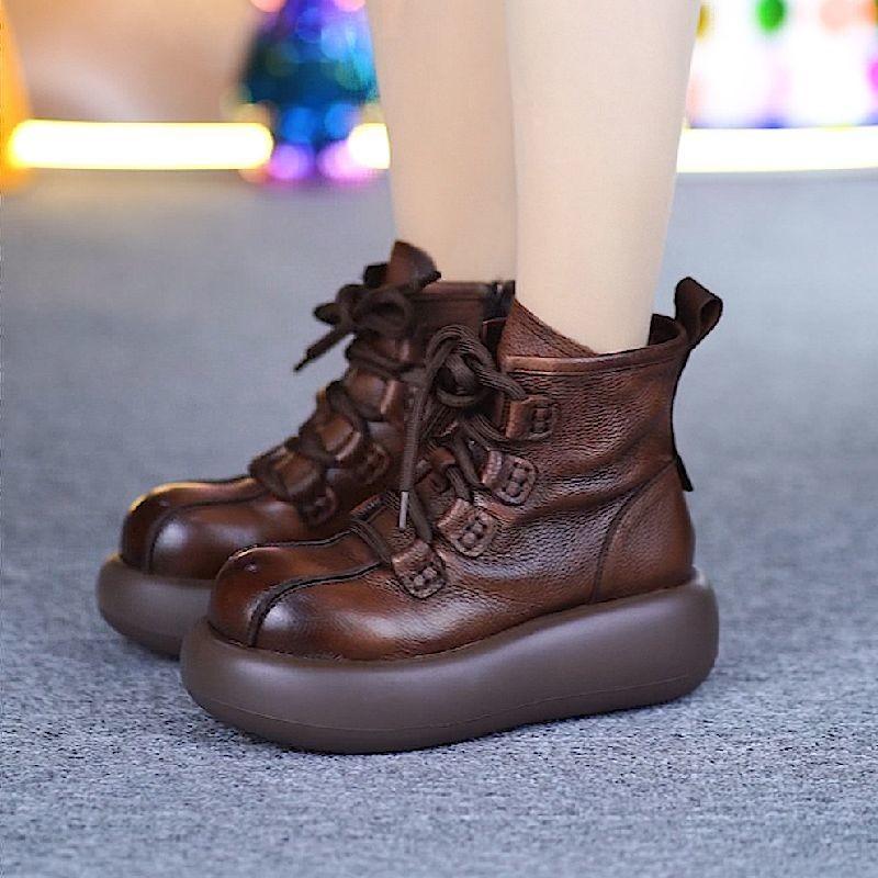 

Ботильоны на платформе женские Ботильоны на высоком каблуке Кожаная обувь Повседневные кроссовки Зима 2025 Трендовая спортивная обувь Готическая обувь на шнуровке Ботинки женские 38 коричневый