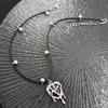 Punk Gothic Red Lava Star Cross Heart Pendant Leather Rope Necklace  Vintage Harajuku Grunge Heart Vortex Sun Charms Chain
