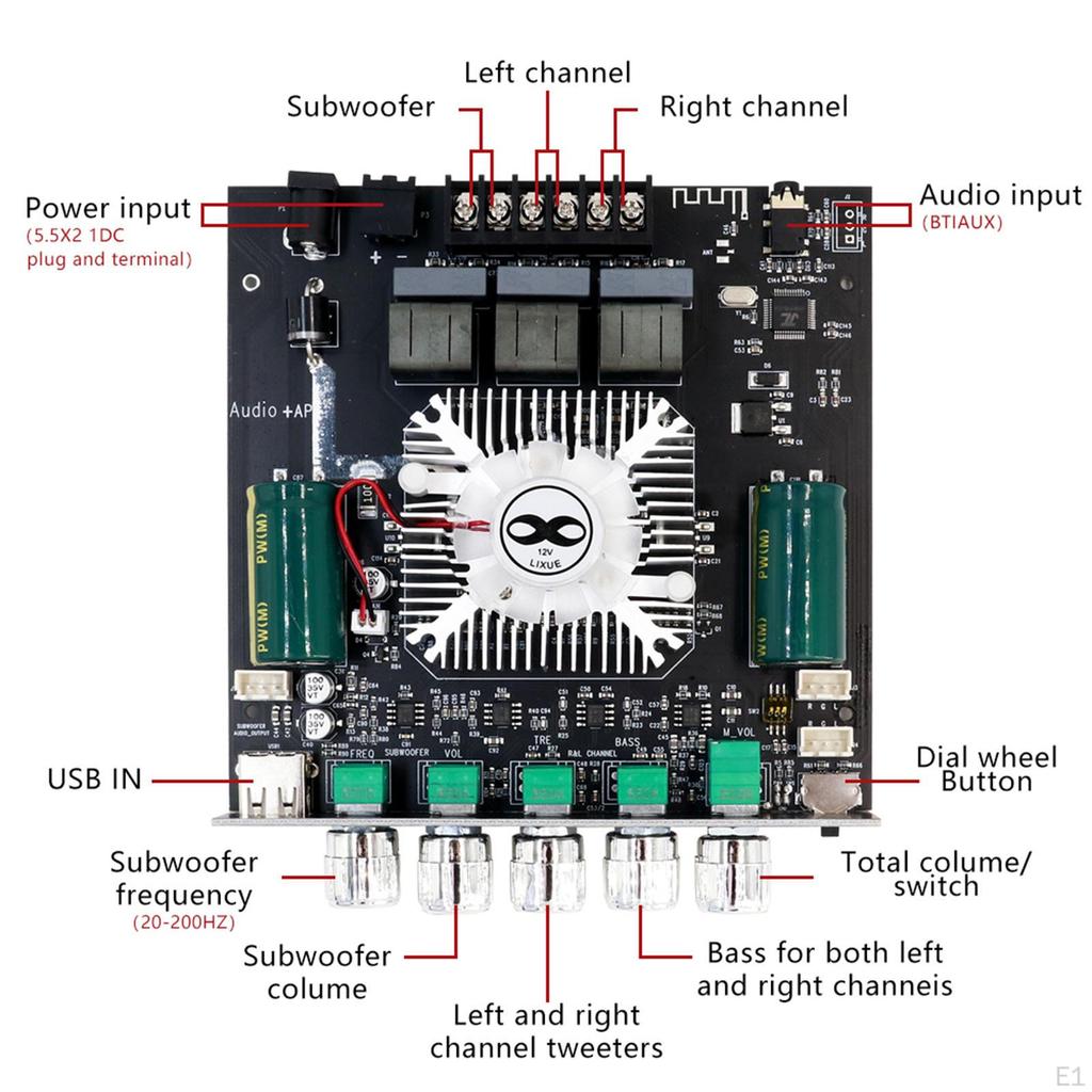 Bluetooth Verstärkerplatine Leistungsmodul TDA7498E Intelligenter Schutz für DIY Zuhause