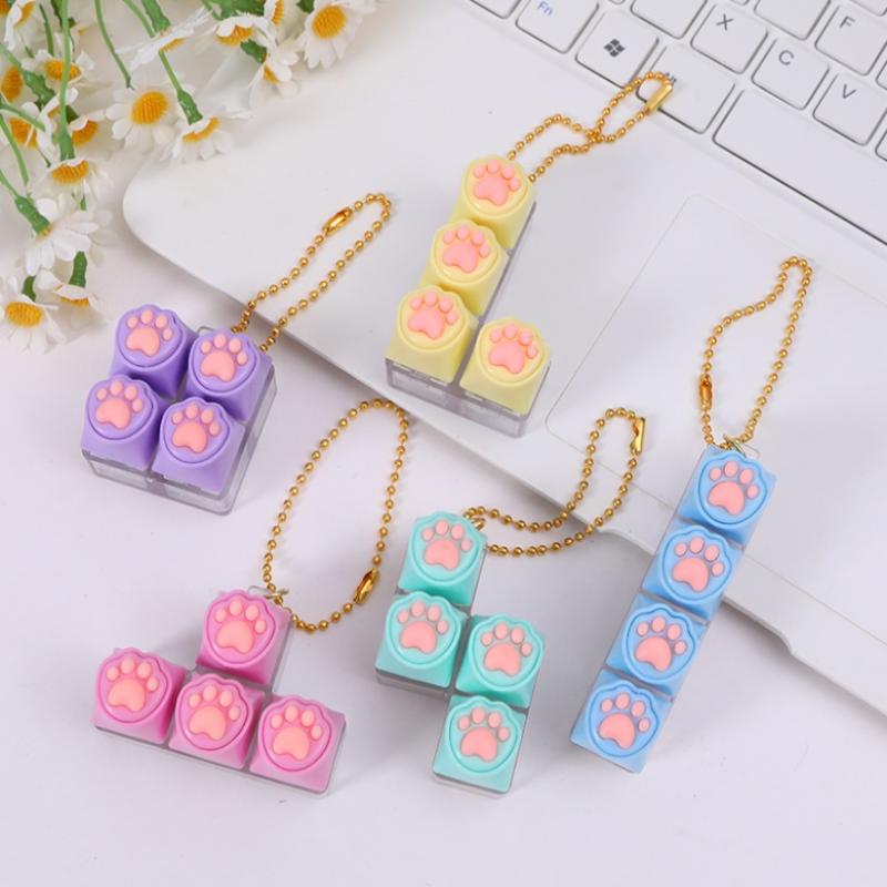 Portable Fashionable Keyboard Clicker Fidget Key Chain Set Buttons For Sensory Stress Relief Ideal For Office Travel Toy Bag
