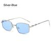 New Fashion Eyeglasses Frames for Women Men Silver Rectangle Glasses Anti Blue Light Small Square Sunglasses with Metal Frame