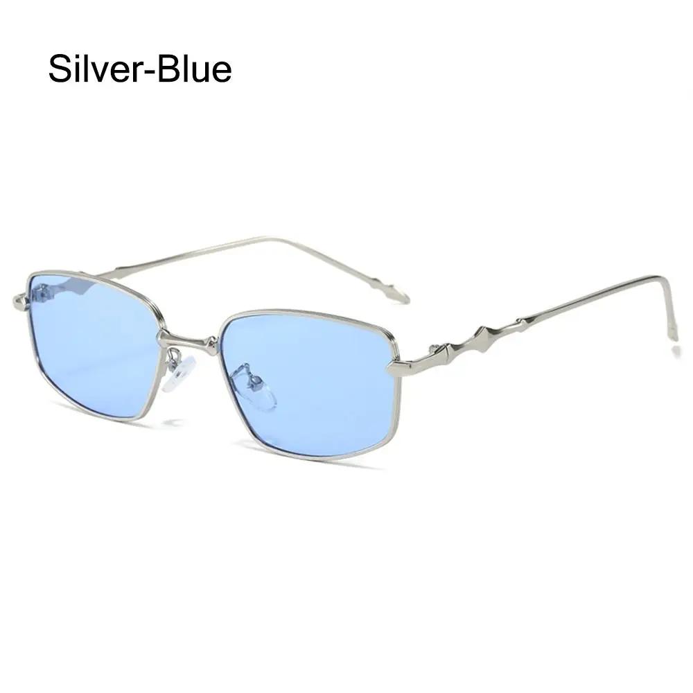 New Fashion Eyeglasses Frames for Women Men Silver Rectangle Glasses Anti Blue Light Small Square Sunglasses with Metal Frame