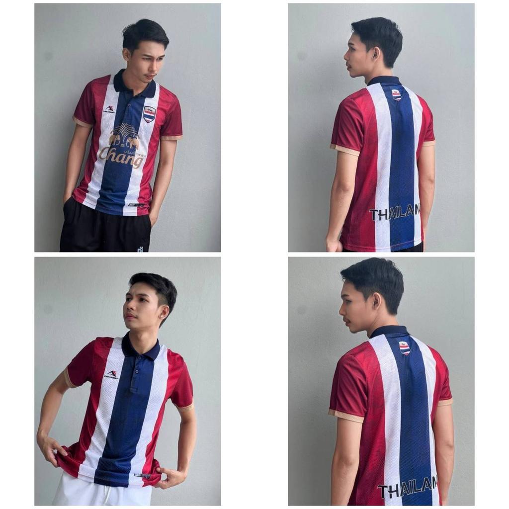 THAILAND National Football Soccer Vintage JERSEY CHEER Fan Version Schnelltrocknendes Shirt Polo Polyester Kurzarm Uniform Elefantenlogo Sport Outdoor