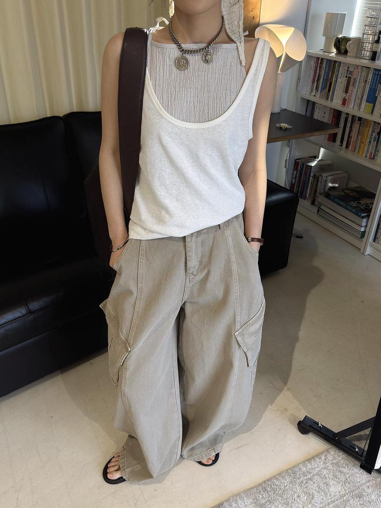 Women's 3D Patchwork Cargo Jeans with Large Pockets - Loose Wide-Leg Style for Spring/Summer Streetwear