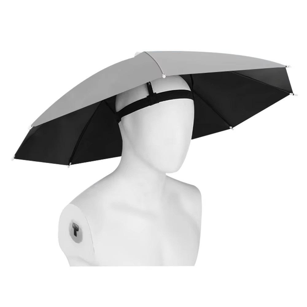 Windproof Portable Umbrella Hat Sunscreen Sun Umbrella Head Hats Head Umbrella Hat  Gardening серый
