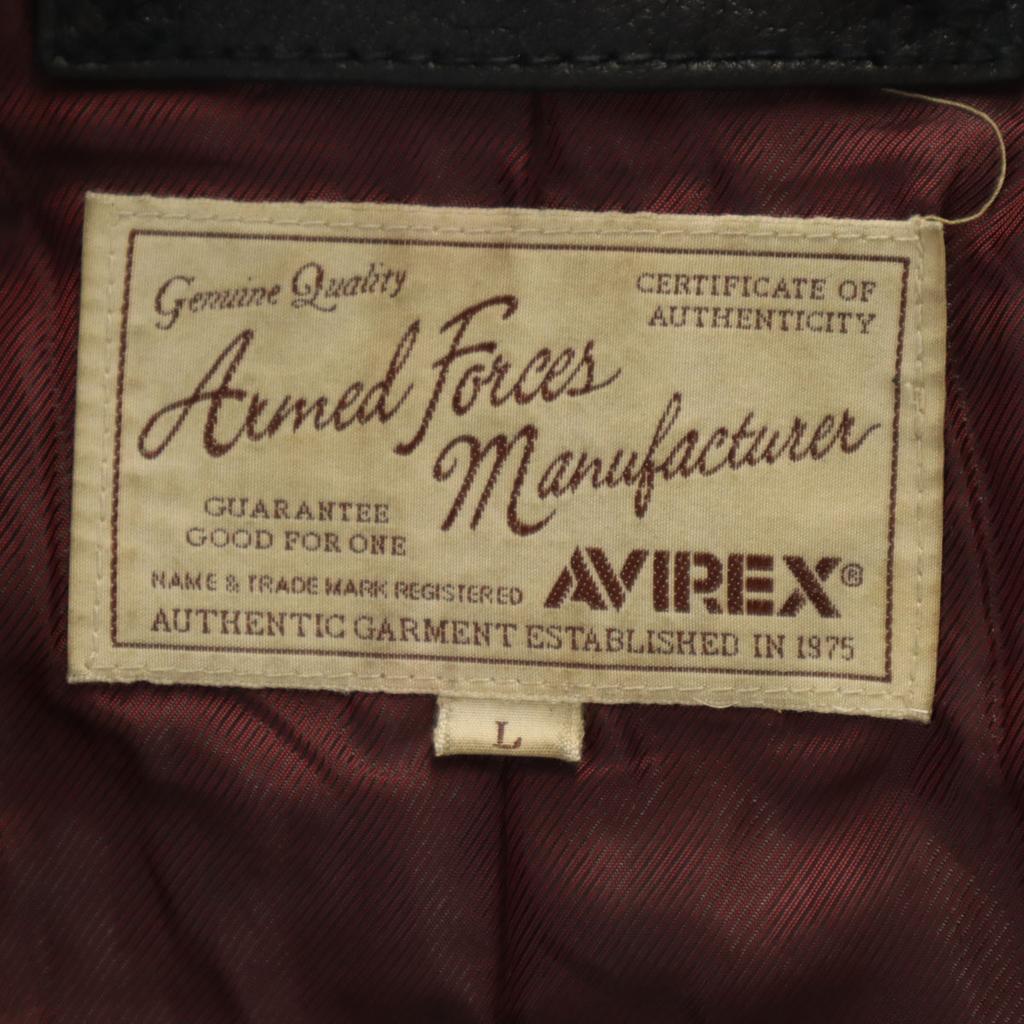 AVIREX Patched Goat Leather Jacket L Black Men's Used