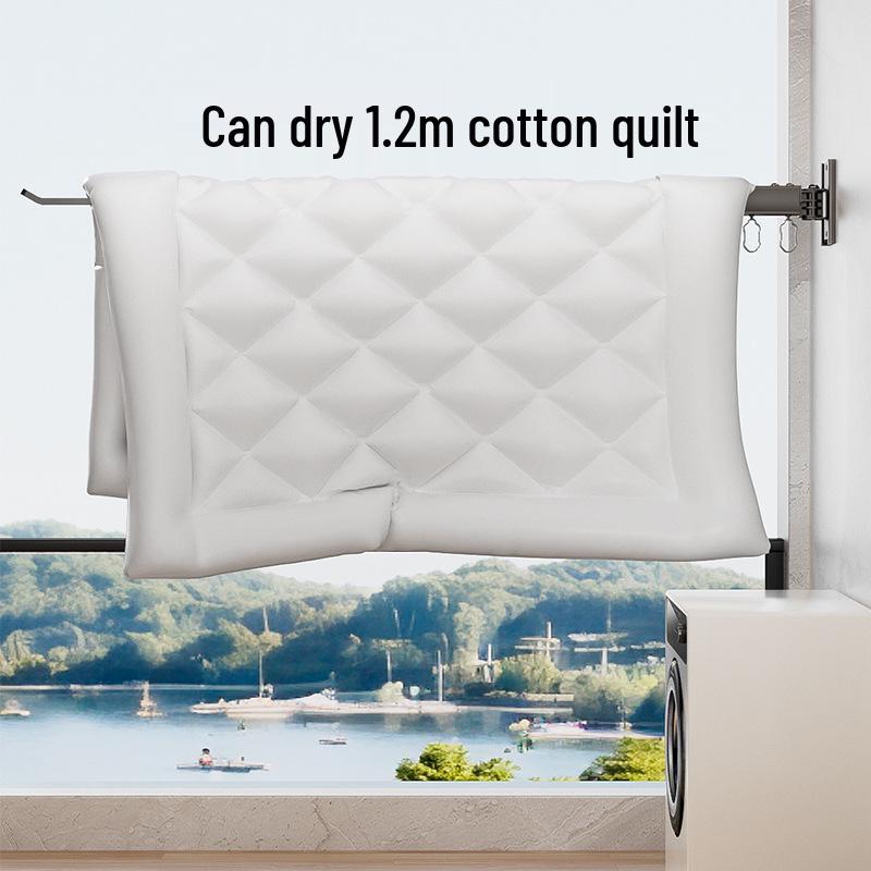 Wall-Mounted Retractable Folding Clothes Drying Rack for Indoor/Balcony Use