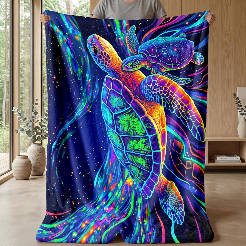 Neon Music Headphones Theme Blanket Lightweight Warm Flannel Blanket Decorative Throw Blanket for Home Decoration