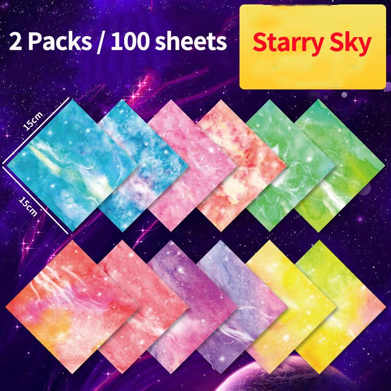 Square Origami Paper Double Sides Solid Color Folding Lucky Wish Paper Crane Multicolor Handmade DIY Scrapbooking Craft Decor