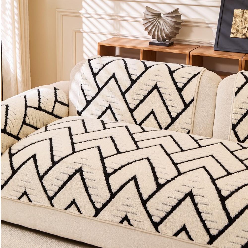 Modern Minimalist Plush Sofa Mat All Season Thickened Non-Slip Seat Cushion Sofa Cover Furniture Protector Living Room Couch