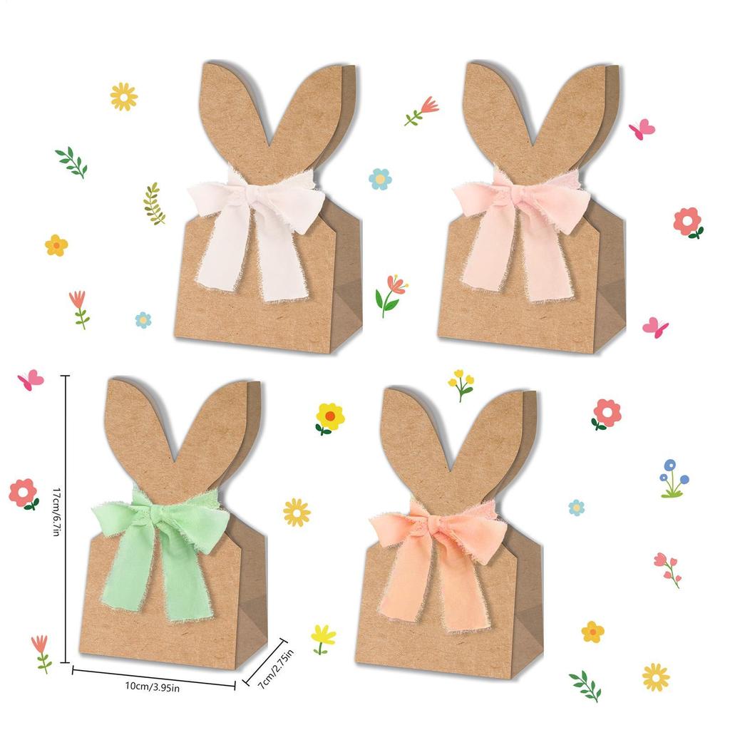 Easter Treat Bags 24 Pieces Paper Bunny Ears Easter Reusable Bags Candy Wrap For Kids Birthday Holiday Party Favors Treat Goodie