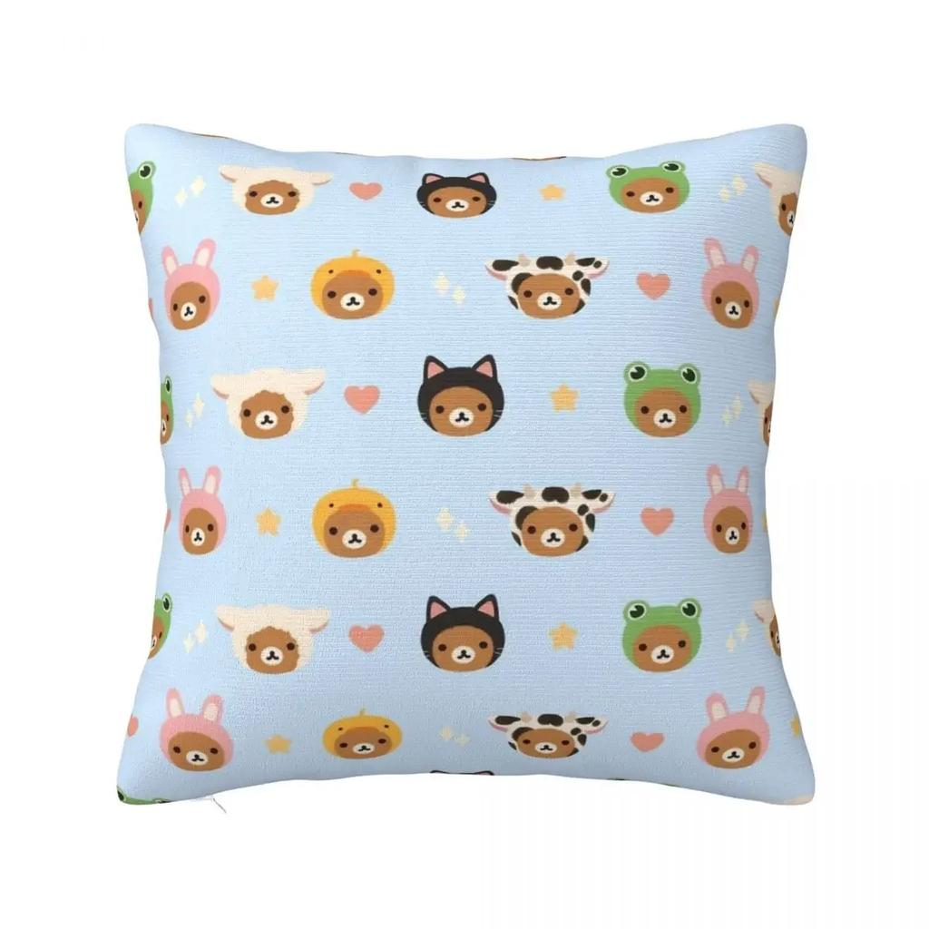 Rilakkuma Strawberries Square Pillow Case Polyester Cushions for Sofa Animal Bear Creative Cushion Covers