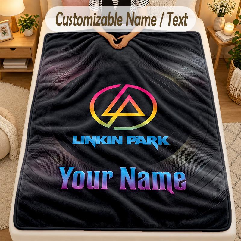 Flannel BlanketLinkin Park Custom Name Text Personalized Soft Warm Throw Blanket Home Decor Gift