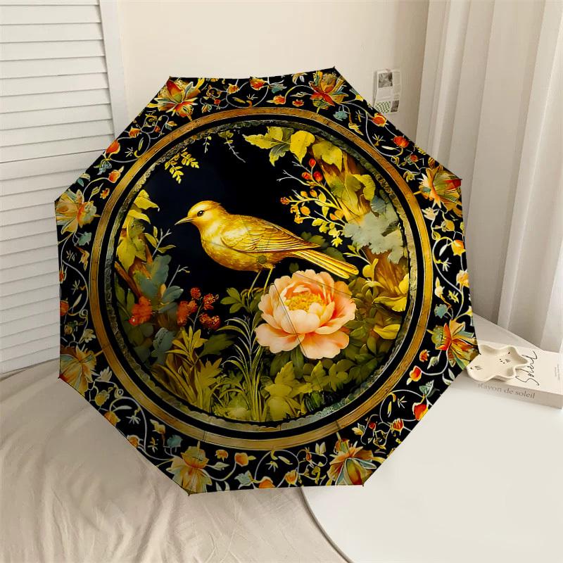 

1PC Bird Flowers Umbrella-8-Rib Reinforced, Automatic Open, Lightweight & Durable, Cute Fashion Accessory for Outdoor-W141