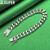 925 Sterling Silver 8mm Simple Interlocking Side Chain Atmospheric Bracelet Gift Jewelry