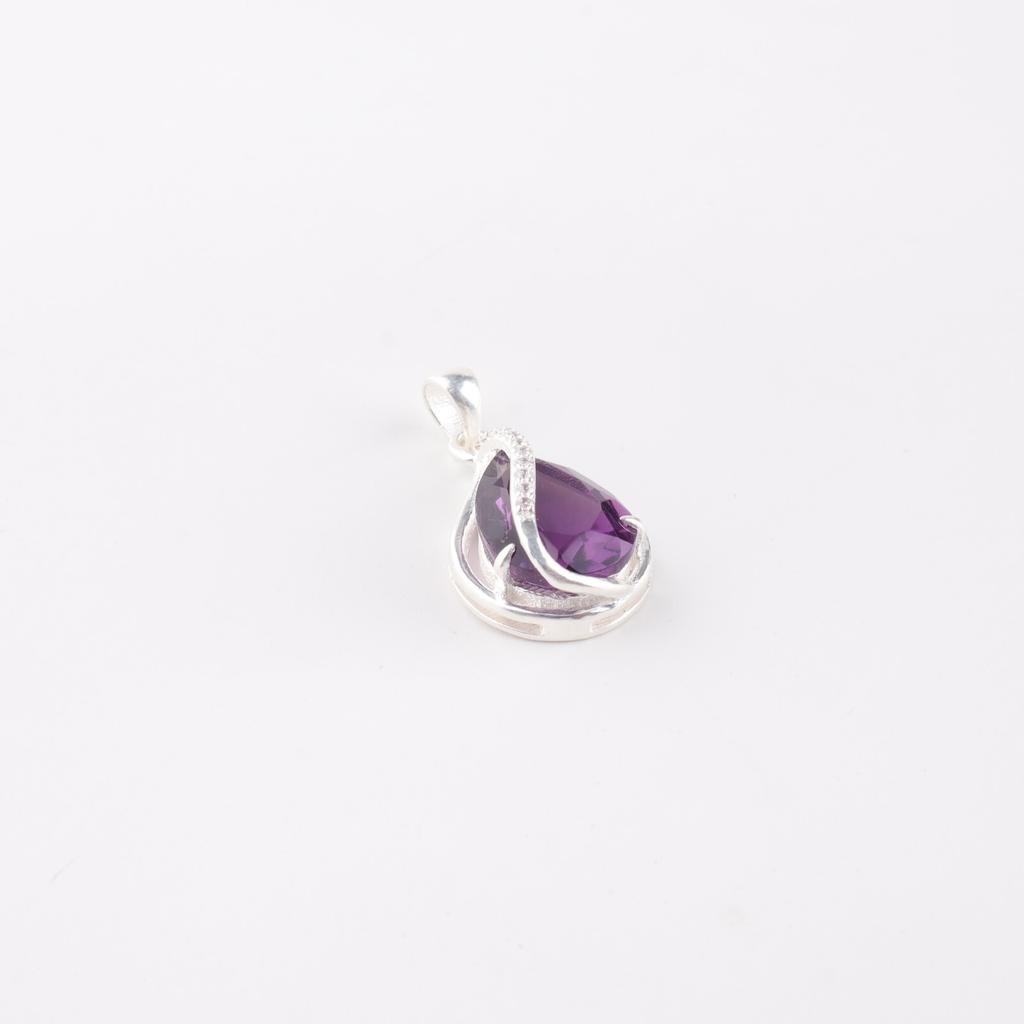 Amethyst Gemstone 925 Sterling Silver Jewelry Zircon Pendant For Birthday Gift CZP-7-10