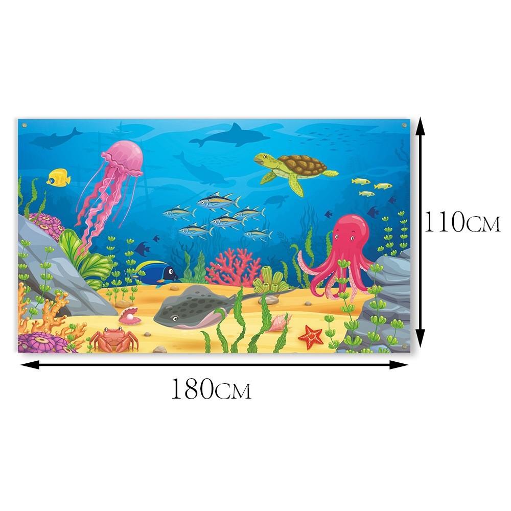 Marine Life Themed Background Banner For Birthday Party And Decoration Event