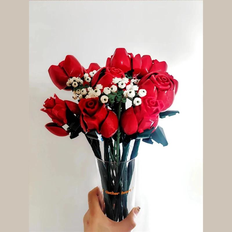 Creative Bouquet Of Roses Construction 10328 Home Decor Plastics Flowers Toys For Girlfriend Birthday Christmas Romantic Gifts